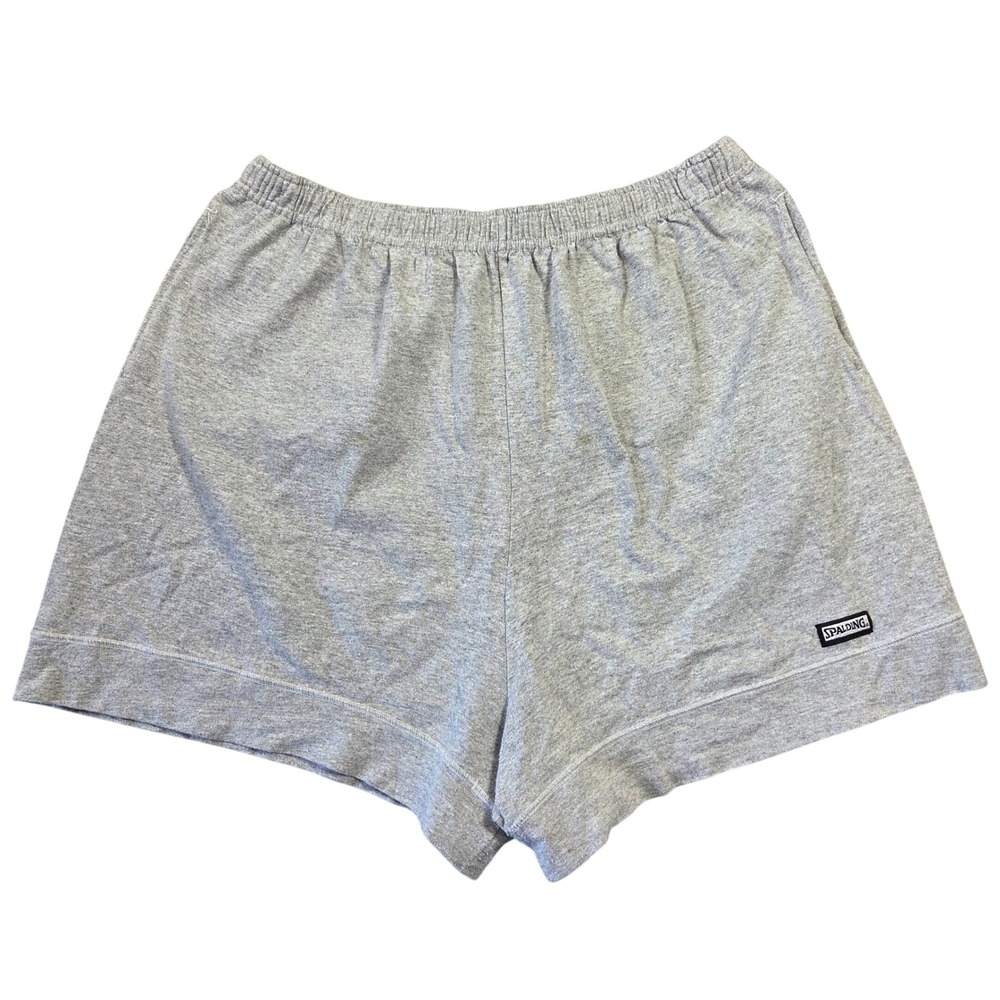 Vintage Spalding Activewear Mens Heather Gray Jersey Athletic Shorts L Retro Gym